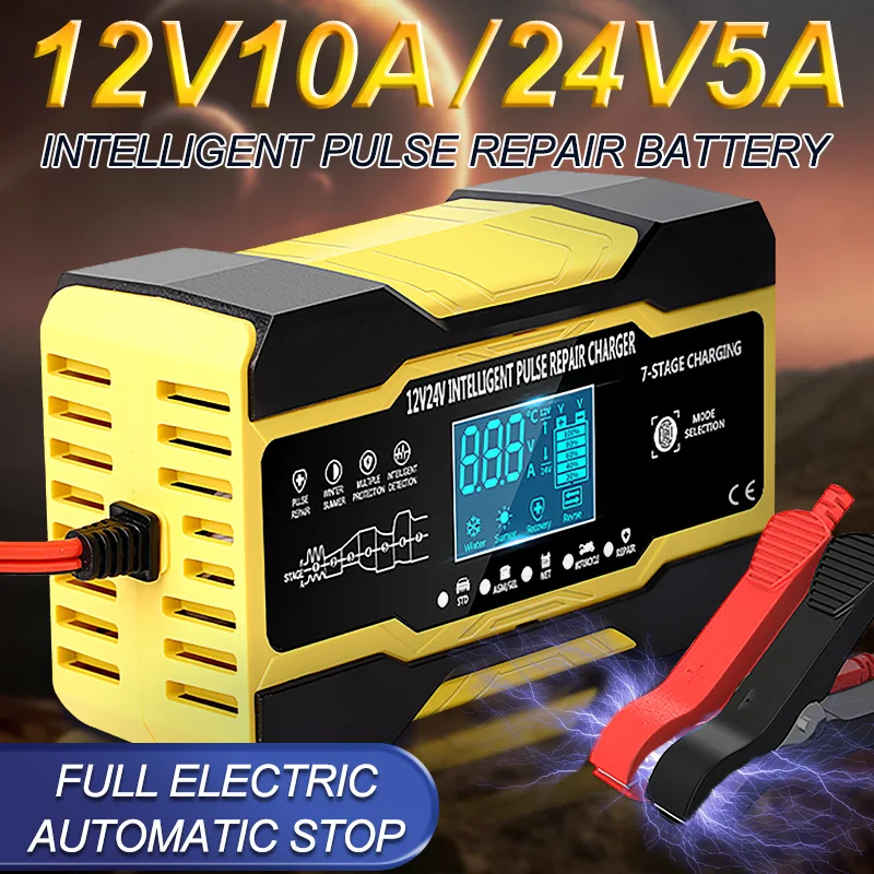 12V 10A 24V 5A Car Battery Charger Digital LCD Display Full Automatic Battery-chargers Power Puls Repair Chargring Lead Acid Wet
12V 10A 24V 5A Car Battery Charger Digital LCD Display Full Automatic Battery-chargers Power Puls Repair Chargring Lead Acid Wet