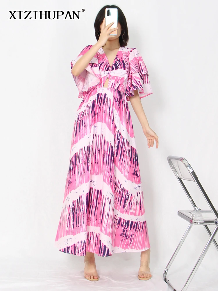 XIZIHUPAN Print Colorblock Cut Out Long Dress For Women V Neck Short Sleeve High Waist Patchwork Ruffle Trim Dresses Female New
XIZIHUPAN Print Colorblock Cut Out Long Dress For Women V Neck Short Sleeve High Waist Patchwork Ruffle Trim Dresses Female New