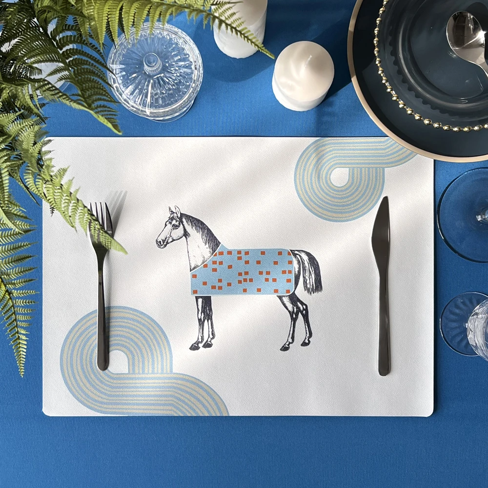 Horse printed placemats waterproof and oil-proof household dishwashing mats scald-proof western-style placemats insulation mats
Horse printed placemats waterproof and oil-proof household dishwashing mats scald-proof western-style placemats insulation mats