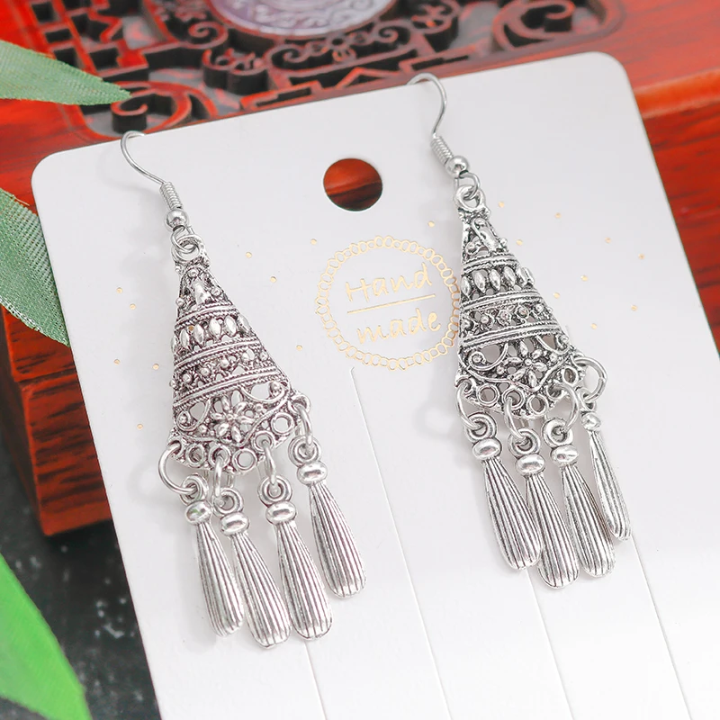Vintage Silver Tibetan Buddhist Pendant Earrings Giving Woman Geometric Conical Pagoda Personality Engraving Anniversary Jewelry
Vintage Silver Tibetan Buddhist Pendant Earrings Giving Woman Geometric Conical Pagoda Personality Engraving Anniversary Jewelry