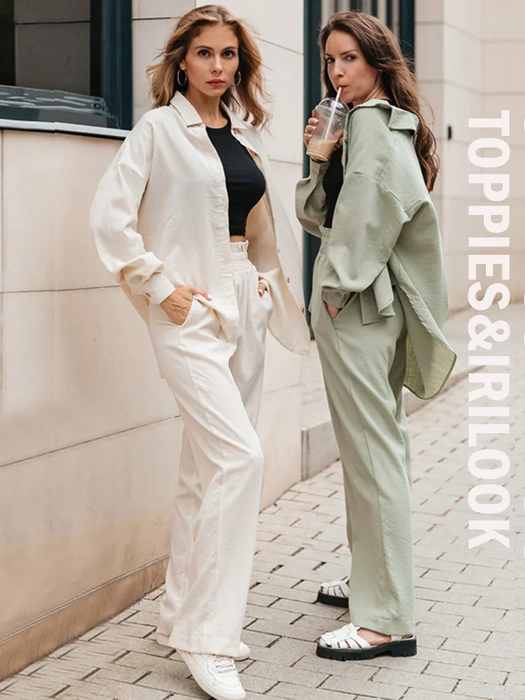 Toppies 2022 Women Two Piece Set Casual Shirt Office Lady Long Sleeve Blouse Chic Elastic Waist Summer Long Trousers Pants
Toppies 2022 Women Two Piece Set Casual Shirt Office Lady Long Sleeve Blouse Chic Elastic Waist Summer Long Trousers Pants