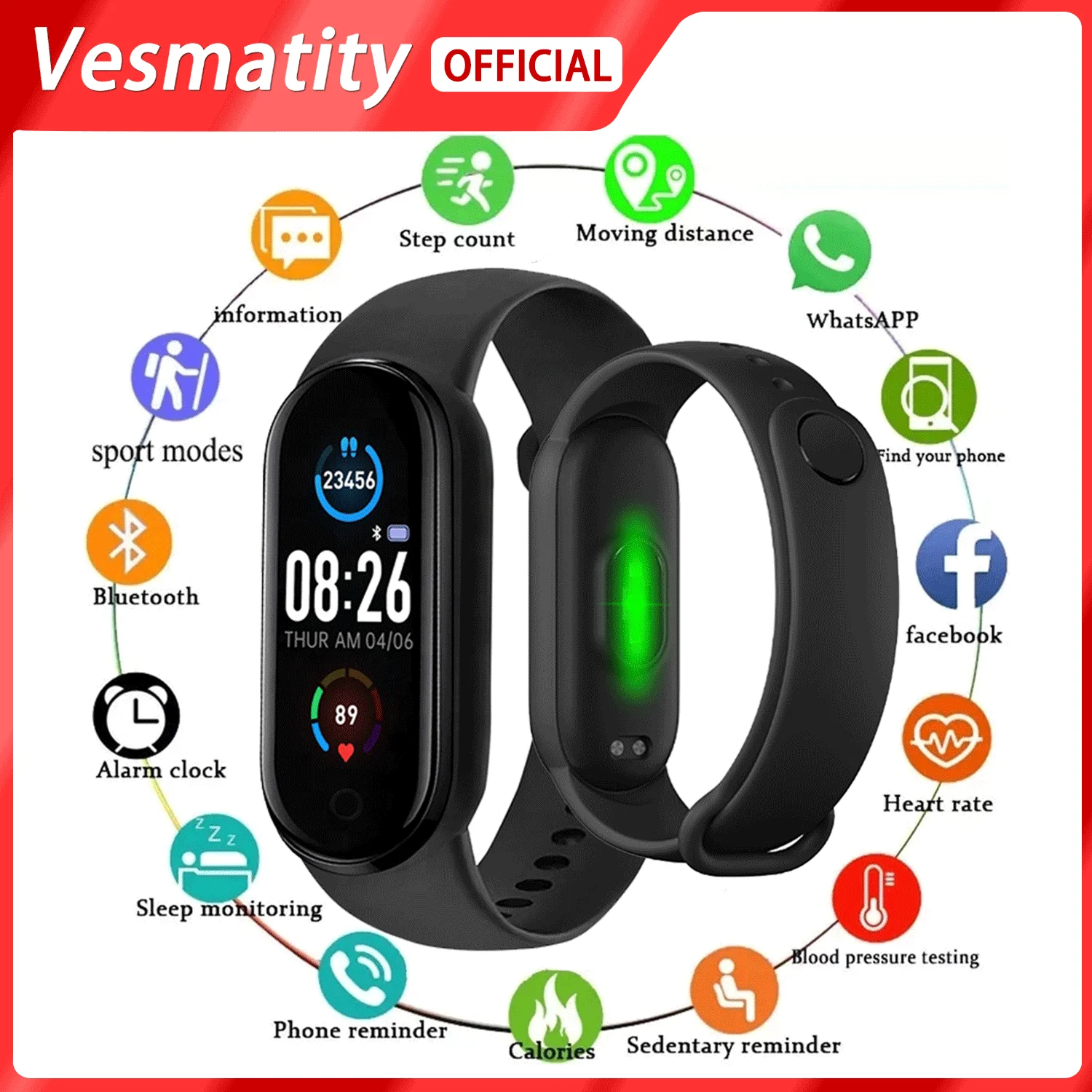 Смарт-часы M5 с фитнес-трекером и Пульсометром 
Смарт-часы M5 с фитнес-трекером и Пульсометром