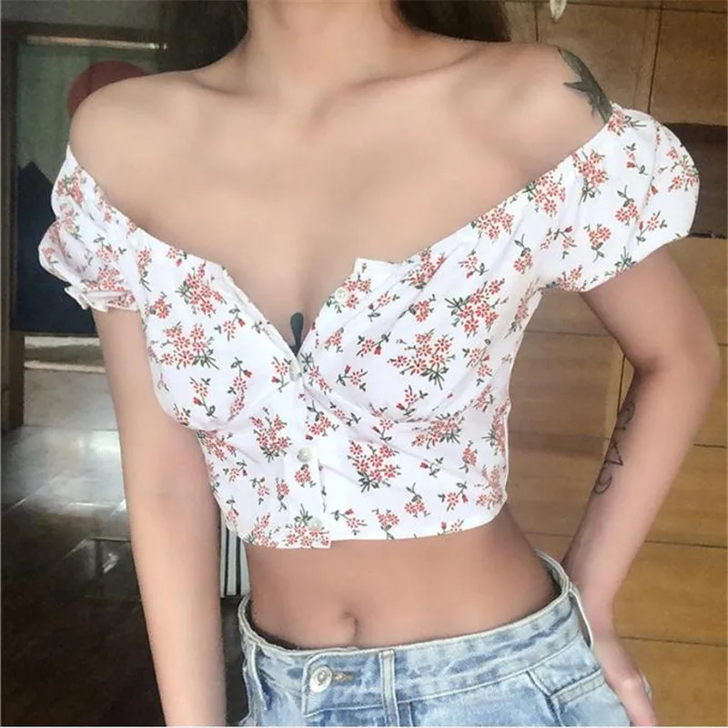 Sexy Square Collar Tmeperament Button Floral Print Short T-shirts Boho Casual Puff Sleeves Sexy V-nevk Backless Short Tees Tops
Sexy Square Collar Tmeperament Button Floral Print Short T-shirts Boho Casual Puff Sleeves Sexy V-nevk Backless Short Tees Tops