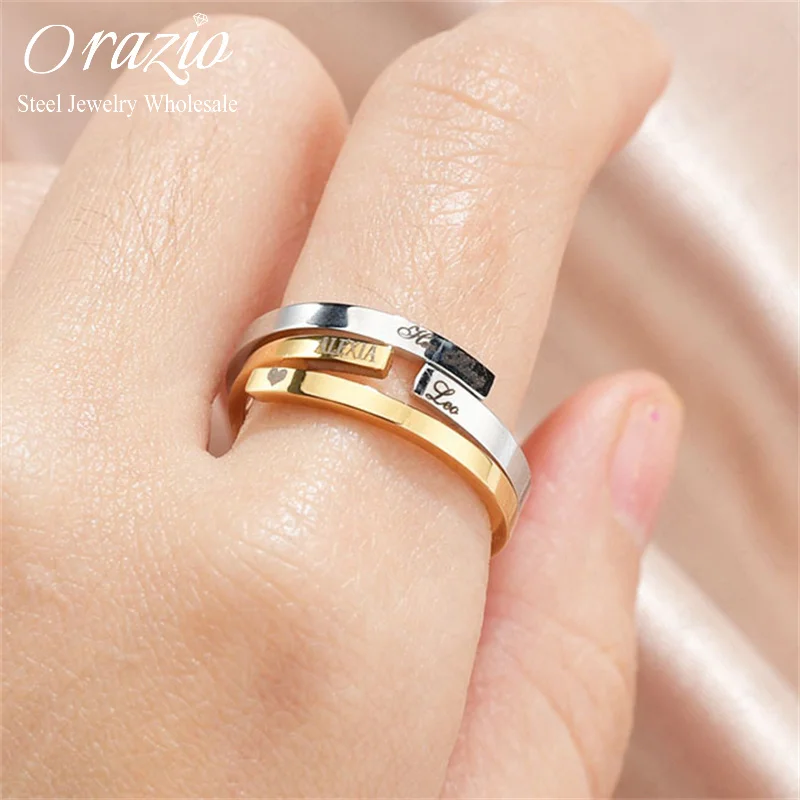 Orazio Custom Letter Ring for Women Men Adjustable Stainless Steel Jewelry for Couple Lover Forever Wedding Bands Gift Wholesale
Orazio Custom Letter Ring for Women Men Adjustable Stainless Steel Jewelry for Couple Lover Forever Wedding Bands Gift Wholesale