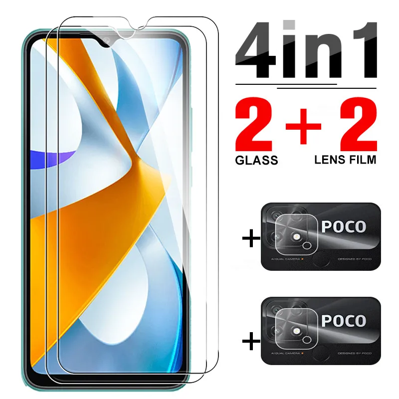 

Закаленное стекло 4 в 1 для xiaomi Poco C40, полное покрытие, HD защита экрана poko little pococ40 40 pocophone c40, 6,71 дюймовая пленка для объектива