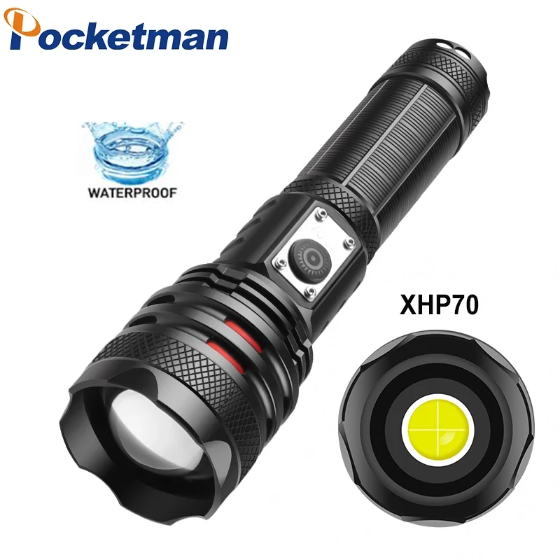 High Lumen XHP70 LED Flashlight 5 Mode Type-c Rechargeable Waterproof Torch Aluminum alloy Teledcopic Zoom Light Outdoor Camping
High Lumen XHP70 LED Flashlight 5 Mode Type-c Rechargeable Waterproof Torch Aluminum alloy Teledcopic Zoom Light Outdoor Camping