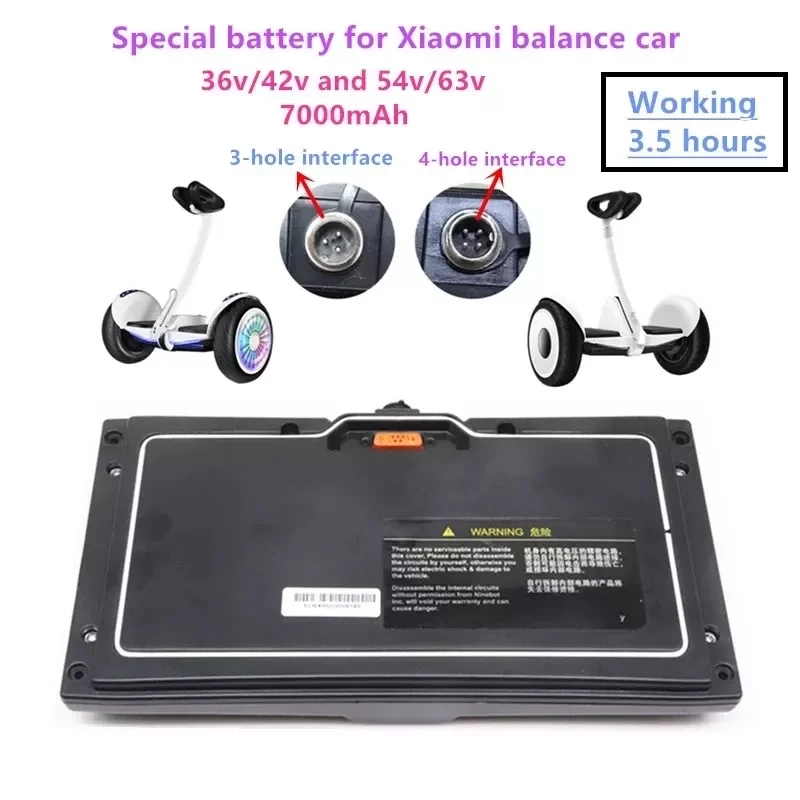 Original Scooter 36V / 54V Battery pack ForXiao Mi Battery of No.9 balance car 36V 7000mAh lithium battery Working 3-5 hours 
Original Scooter 36V / 54V Battery pack ForXiao Mi Battery of No.9 balance car 36V 7000mAh lithium battery Working 3-5 hours