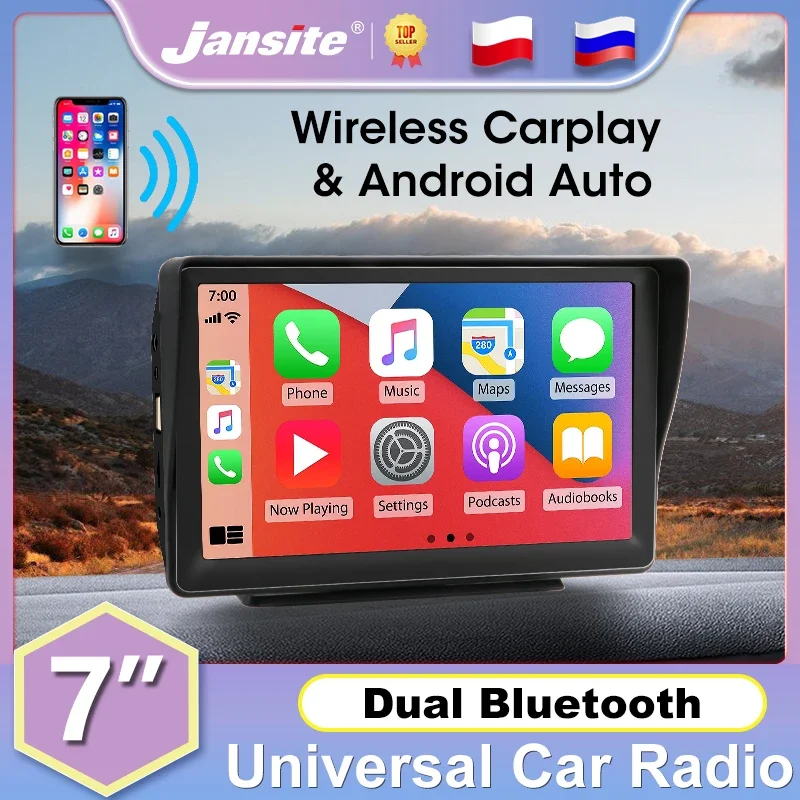Jansite Universal 7" Car Multimedia Video Player Portable Wireless Carplay Android Auto Dual Bluetooth For Nissan Toyota KIA Car
Jansite Universal 7" Car Multimedia Video Player Portable Wireless Carplay Android Auto Dual Bluetooth For Nissan Toyota KIA Car