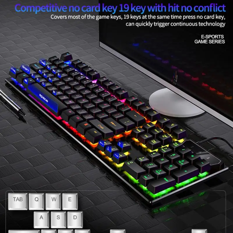 104 Keys Led Backlit Usb Gaming Keyboard Mechanical Feel Wired Keyboard Gamer Ergonomic Folding Foot Support
104 Keys Led Backlit Usb Gaming Keyboard Mechanical Feel Wired Keyboard Gamer Ergonomic Folding Foot Support
