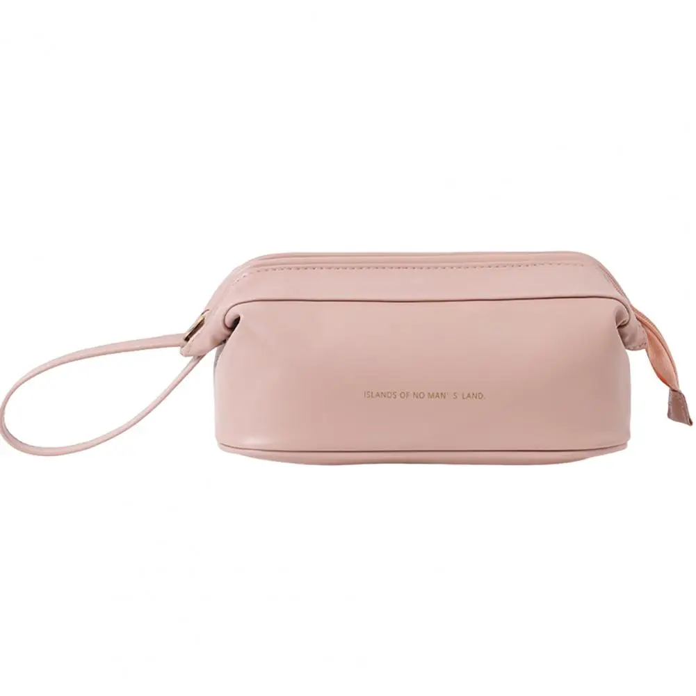Useful Cosmetic Bag Solid Color Storage Pouch Big Opening Design Faux Leather Storage Pouch Keep Tidy 
Useful Cosmetic Bag Solid Color Storage Pouch Big Opening Design Faux Leather Storage Pouch Keep Tidy