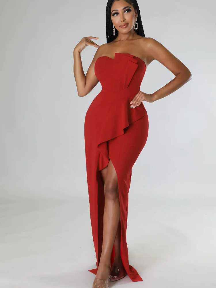 Tube Top Dresses High Waist Bodycon Red Pleated Folds Sexy Slit Irregular Evening Occasion Party Prom Gowns Outfits for Ladies
Tube Top Dresses High Waist Bodycon Red Pleated Folds Sexy Slit Irregular Evening Occasion Party Prom Gowns Outfits for Ladies