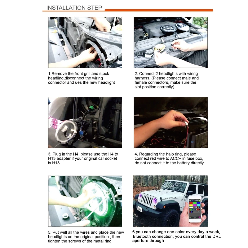 2Pcs 7inch Bluetooth-compatible RGB Halo Headlight Indicator Light for Wrangler
2Pcs 7inch Bluetooth-compatible RGB Halo Headlight Indicator Light for Wrangler