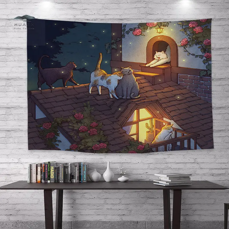 Illustration Cat Print Tapestry Dorm Bedside Wall Hanging Bedroom Cloth Background for Kawaii Room Decor Anime Tapestries Window
Illustration Cat Print Tapestry Dorm Bedside Wall Hanging Bedroom Cloth Background for Kawaii Room Decor Anime Tapestries Window