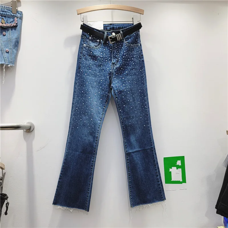 High Street Heavy Industry Rhinestone Pants Jeans Women's Clothing Bell-Bottom Pants Women's Pants with Diamonds Jean Trousers
High Street Heavy Industry Rhinestone Pants Jeans Women's Clothing Bell-Bottom Pants Women's Pants with Diamonds Jean Trousers