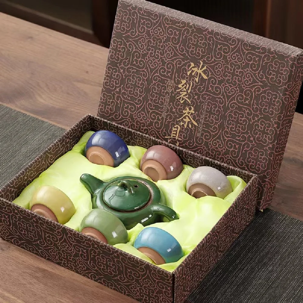 Porcelain Ice Cracking Kung Fu Tea Set Gift Box Set, Complete Ceramic Tea Pot, One Pot, Six Cups, Business Activity Gifts
Porcelain Ice Cracking Kung Fu Tea Set Gift Box Set, Complete Ceramic Tea Pot, One Pot, Six Cups, Business Activity Gifts