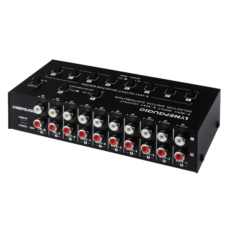 2 In 8 Out Audio Frequency Signal Selector Shift Device Support 2 Sets Mix Input And 8 Sets Output RCA Interface
2 In 8 Out Audio Frequency Signal Selector Shift Device Support 2 Sets Mix Input And 8 Sets Output RCA Interface