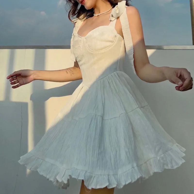 Sweet Girl White Mini Dress Y2K Backless Ruffles Tie Up Strap A-line Dress Fairycore Vintage Streetwear Women Dating Clothes
Sweet Girl White Mini Dress Y2K Backless Ruffles Tie Up Strap A-line Dress Fairycore Vintage Streetwear Women Dating Clothes