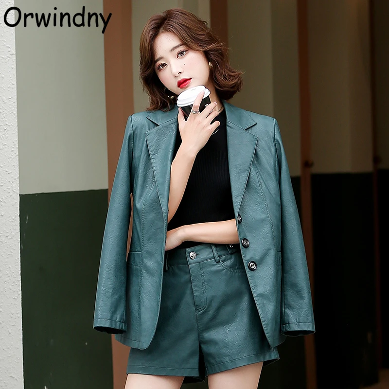Spring Fashion Women Coat Slim Button V-Neck Leather Blazer Female Outerwear S-5XL Jacket Autumn High Quality Orwindny
Spring Fashion Women Coat Slim Button V-Neck Leather Blazer Female Outerwear S-5XL Jacket Autumn High Quality Orwindny