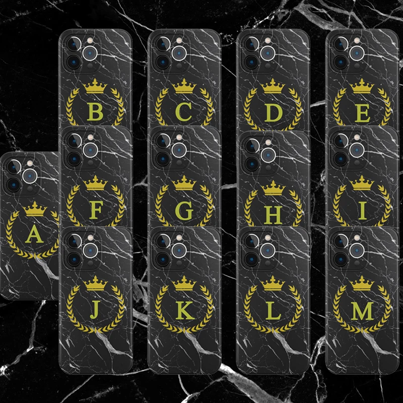 Soild Black Marble Golden Crown 26 Letters Phone Case for Iphone 11 12 13 Pro Max Mini 7 8 6 6sPlus Xr X Xs SE Silicone Cover
Soild Black Marble Golden Crown 26 Letters Phone Case for Iphone 11 12 13 Pro Max Mini 7 8 6 6sPlus Xr X Xs SE Silicone Cover