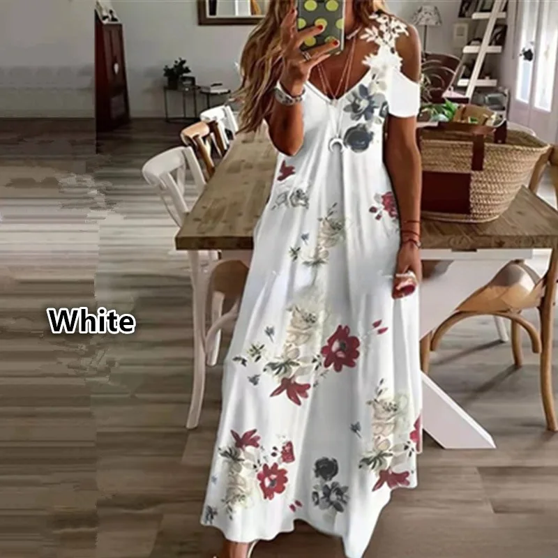 2023 Summer Fashion Lace Patchwork Sexy Deep V Neck Women's Maxi Dress Casual Print Loose Short Sleeve Lady Beach Holidays Dress
2023 Summer Fashion Lace Patchwork Sexy Deep V Neck Women's Maxi Dress Casual Print Loose Short Sleeve Lady Beach Holidays Dress