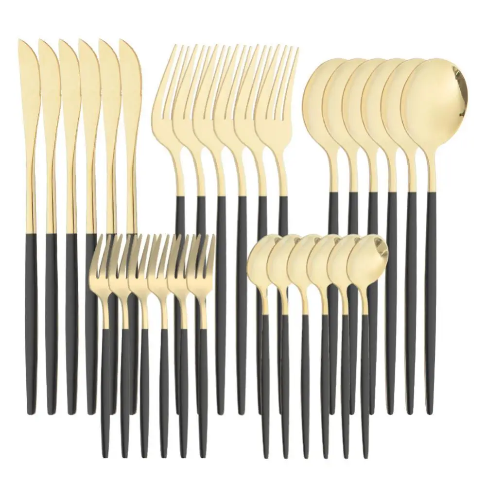 30pcs Black Western Dinnerware Set Stainless Steel Cutlery Set Fork Knife Spoon Tableware Set Flatware Set Silverware Set Home
30pcs Black Western Dinnerware Set Stainless Steel Cutlery Set Fork Knife Spoon Tableware Set Flatware Set Silverware Set Home