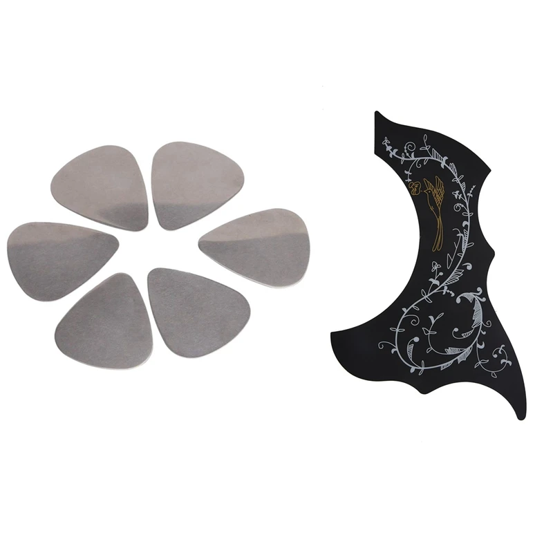 6 Pcs Stainless Steel Guitar Picks - Silver & 1 Pcs Pickguard-Acoustic-Acoustic Guitar Pickguard, Self Adhesive, Black
6 Pcs Stainless Steel Guitar Picks - Silver & 1 Pcs Pickguard-Acoustic-Acoustic Guitar Pickguard, Self Adhesive, Black
