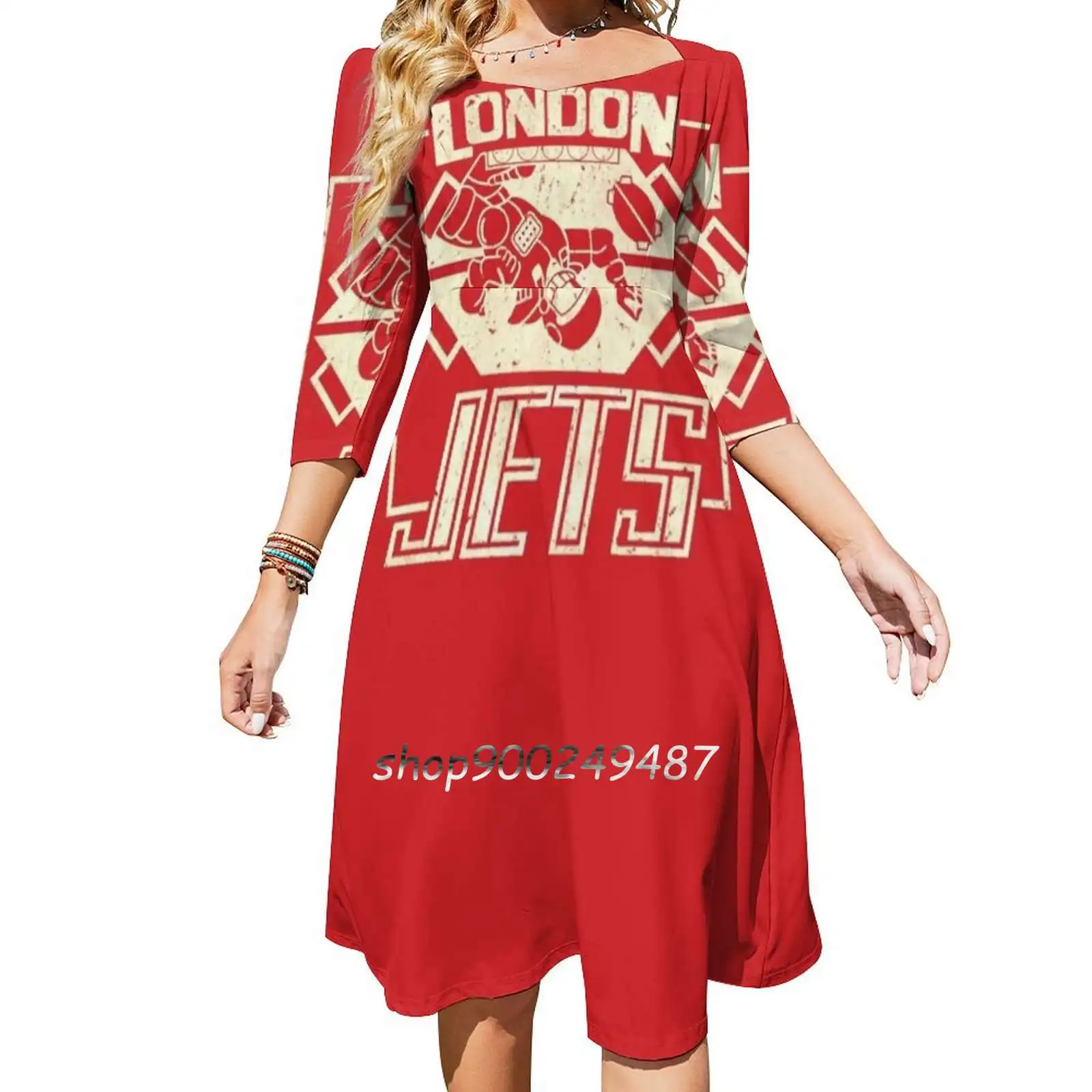 

Red Dwarf-London Jets Sweetheart Knot Flared Dress Fashion Design Large Size Loose Dress Red Dwarf London Jets Dave Lister