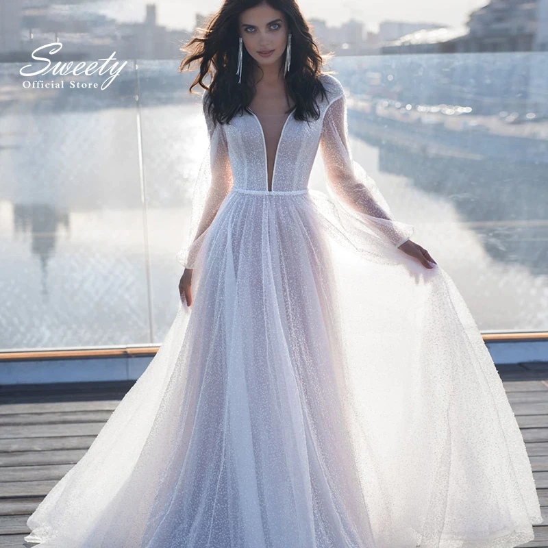 Simplicity Wave Point Wedding Dresses Long Sleeve Vestidos De Novia 2021 White V-neck Princess Bride Wedding Gowns Plus Size
Simplicity Wave Point Wedding Dresses Long Sleeve Vestidos De Novia 2021 White V-neck Princess Bride Wedding Gowns Plus Size