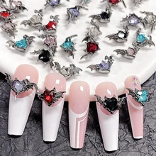 10PCS Luxury Alloy Bat Nail Art Charms Rhinestones Jewelry Accessory Parts For Halloween Nails Decoration Design Supplies Tool