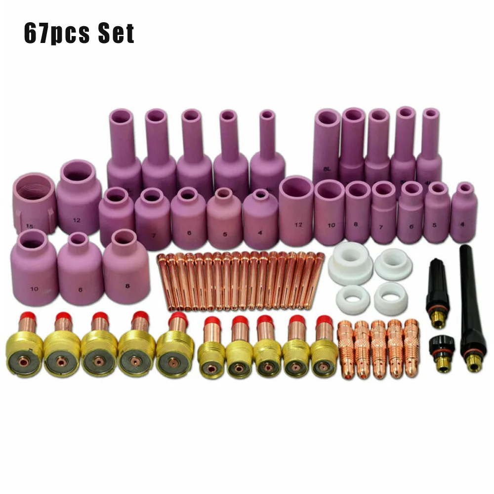 67pcs/Set TIG Gas Lens Collet Body Consumables Kit For WP 17 18 26 Welding Torch Collets Gas Len Welding Accessories
67pcs/Set TIG Gas Lens Collet Body Consumables Kit For WP 17 18 26 Welding Torch Collets Gas Len Welding Accessories