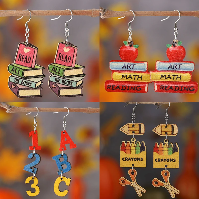 Hot 3D Love Textbook Double Sided Wooden Ear Ring Teacher Student Graduation Gift Book Color Digital Learning Tool Earrings
Hot 3D Love Textbook Double Sided Wooden Ear Ring Teacher Student Graduation Gift Book Color Digital Learning Tool Earrings