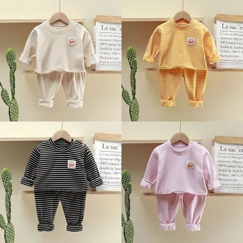 Комплект одежды из двух предметов для мальчиков и девочек, пижама из чистого хлопка в полоску, нижняя рубашка и брюки, домашняя одежда, осень... 
Комплект одежды из двух предметов для мальчиков и девочек, пижама из чистого хлопка в полоску, нижняя рубашка и брюки, домашняя одежда, осень...