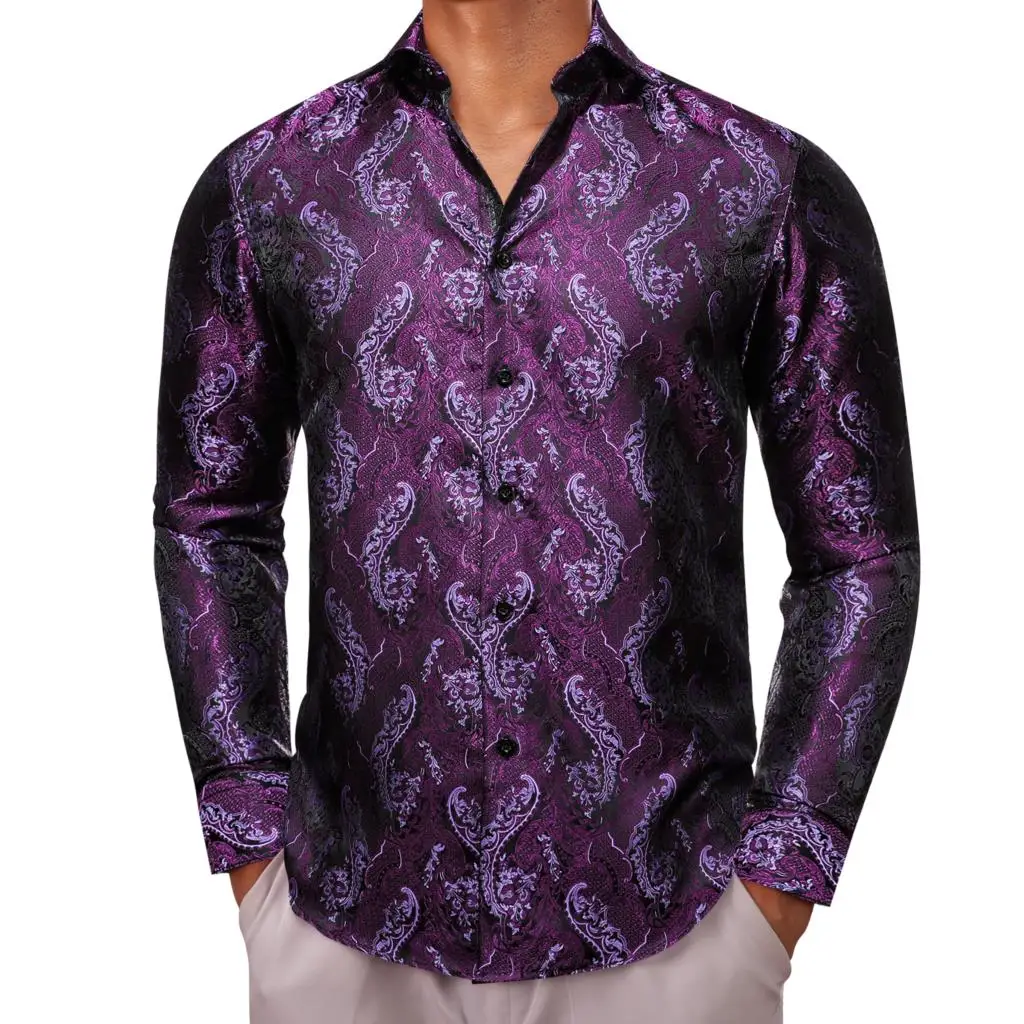 Luxury Long Sleeve Shirts for Men Silk Purple Flower Slim Fit Male Blouses Casual Formal Tops Breathable Barry Wang
Luxury Long Sleeve Shirts for Men Silk Purple Flower Slim Fit Male Blouses Casual Formal Tops Breathable Barry Wang