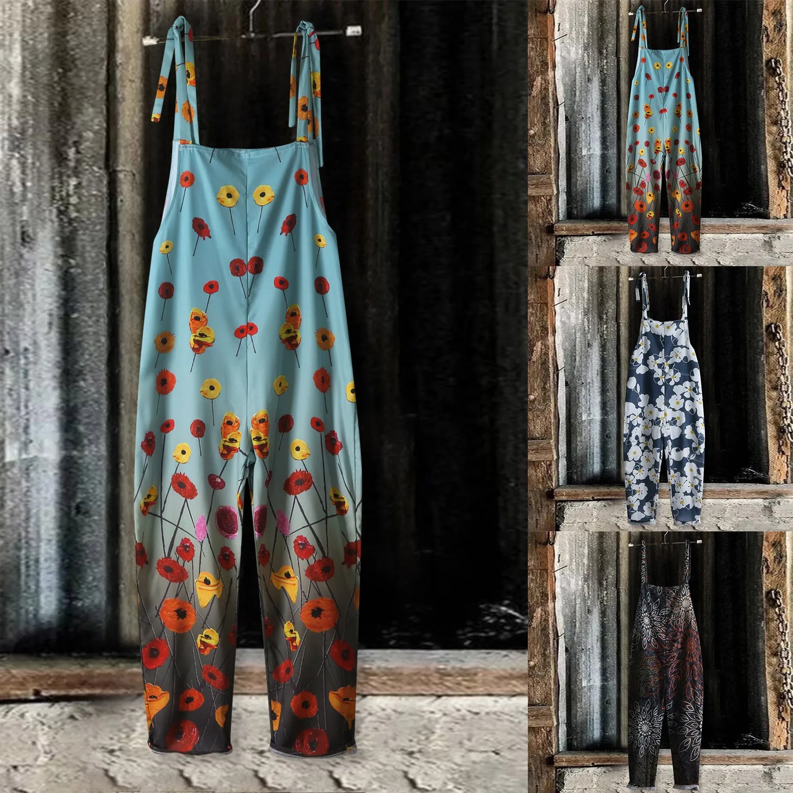 Vintage Women Summer Loose Casual Printed Sleeveless Adjustable Spaghetti Strap Jumpsuits Stretchy Shorts Combinaison Femme
Vintage Women Summer Loose Casual Printed Sleeveless Adjustable Spaghetti Strap Jumpsuits Stretchy Shorts Combinaison Femme