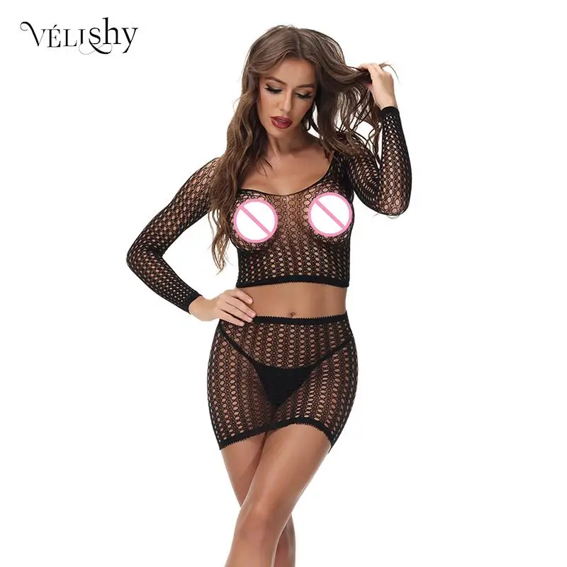Women Sexy Mesh See Through Suit Erotic Lingerie 2Pcs Sets Hollow Out Solid Female Short Skirt Set Ladies Crop Top Party Suits
Women Sexy Mesh See Through Suit Erotic Lingerie 2Pcs Sets Hollow Out Solid Female Short Skirt Set Ladies Crop Top Party Suits