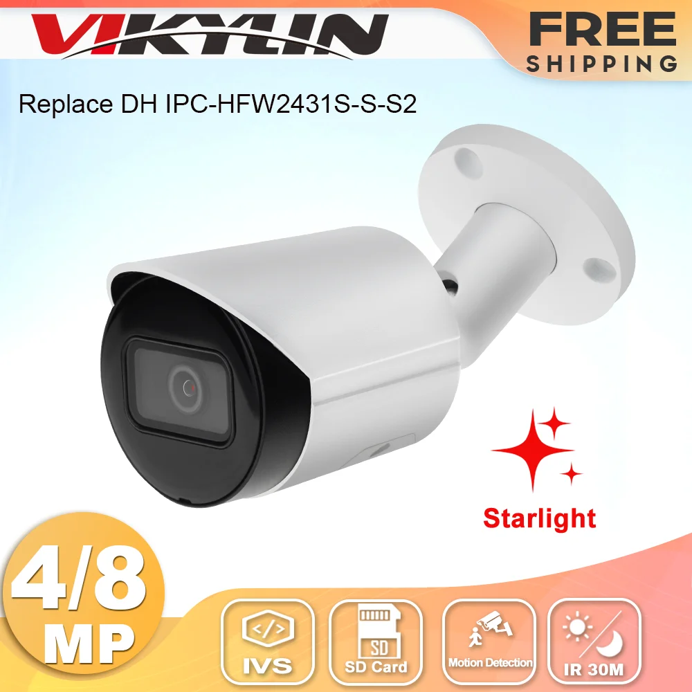 Vikylin 4MP Starlight Bullet IP Camera PoE IR 30M Support SD Card Slot IVS Motion Detection IP67 Replace DH IPC-HFW2431S-S-S2
Vikylin 4MP Starlight Bullet IP Camera PoE IR 30M Support SD Card Slot IVS Motion Detection IP67 Replace DH IPC-HFW2431S-S-S2