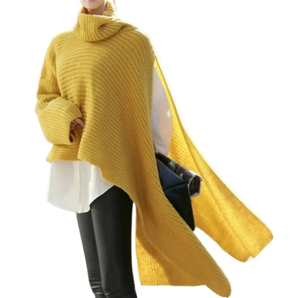 2022 Turtleneck Women Sweater Pullover Long Sleeve Solid Color Asymmetrical Irregular Side Split Cloak Knitwear Female Clothing
2022 Turtleneck Women Sweater Pullover Long Sleeve Solid Color Asymmetrical Irregular Side Split Cloak Knitwear Female Clothing