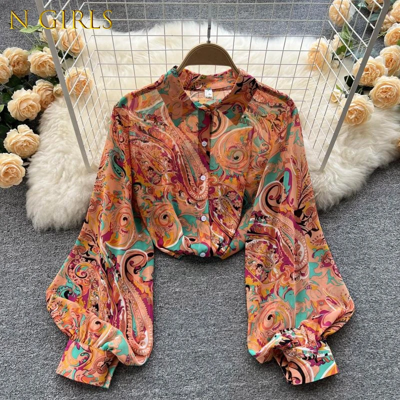 2022 Spring Korean Women's Vintage Contrast Color Printed Shirt Loose Straight Tube Bubble Long-Sleeved Blouse Female Clothes
2022 Spring Korean Women's Vintage Contrast Color Printed Shirt Loose Straight Tube Bubble Long-Sleeved Blouse Female Clothes