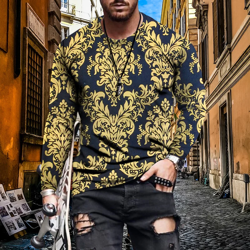 2021 Autumn And Winter New men's Fashion 3D Printing Simple Casual long-sleeved O-neck T-shirt Base Shirt
2021 Autumn And Winter New men's Fashion 3D Printing Simple Casual long-sleeved O-neck T-shirt Base Shirt