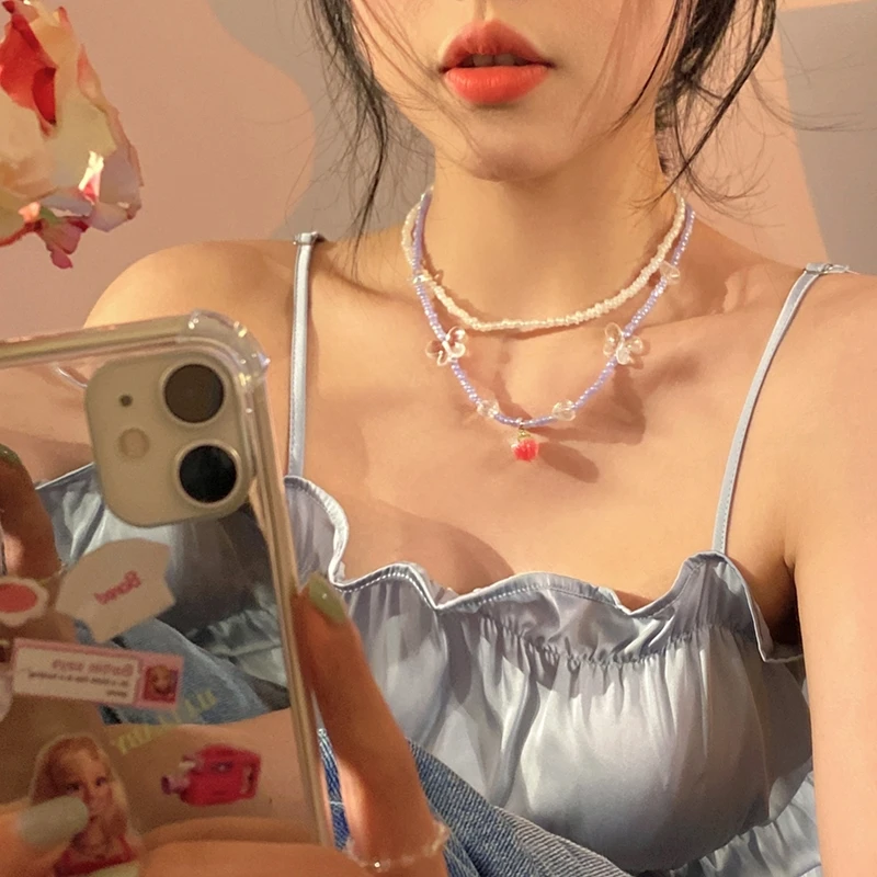 2022 Kpop Y2K Sweet 2Pcs/Set Transparent Colorful Butterfly Heart Beaded Necklace For Women Party Aesthetic Jewelry Accessories
2022 Kpop Y2K Sweet 2Pcs/Set Transparent Colorful Butterfly Heart Beaded Necklace For Women Party Aesthetic Jewelry Accessories