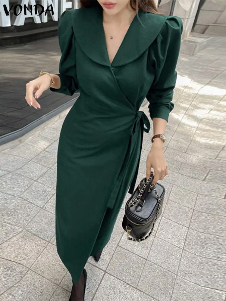 Fashion VONDA Summer Dress 2023 Women Casual Long Sleeve Loose Solid Color Elegant OL Style Midi Sundress Lapel Bandage Robe
Fashion VONDA Summer Dress 2023 Women Casual Long Sleeve Loose Solid Color Elegant OL Style Midi Sundress Lapel Bandage Robe