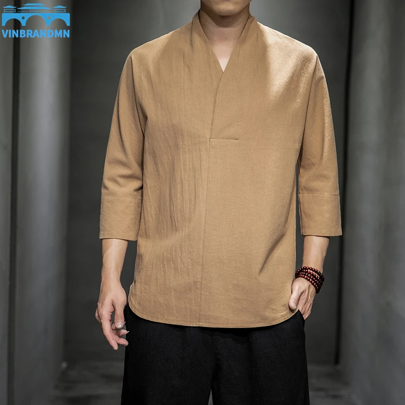 Chinese Style Men's Fashion V-neck Three-quarter Sleeve T-shirt Men's Harajuku Style Casual Loose Retro Japanese Kimono Shirt
Chinese Style Men's Fashion V-neck Three-quarter Sleeve T-shirt Men's Harajuku Style Casual Loose Retro Japanese Kimono Shirt