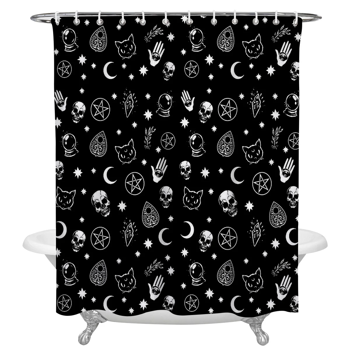 Black Witch Skull Moon Divination Bathroom Shower Curtain Home Decor Polyester Fabric Waterproof Shower Curtains with Hooks
Black Witch Skull Moon Divination Bathroom Shower Curtain Home Decor Polyester Fabric Waterproof Shower Curtains with Hooks