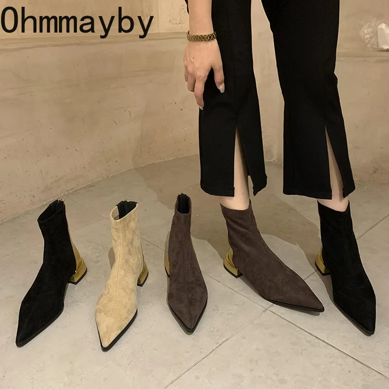 Pointed Toe Women Ankle Boots Fashion Low Heel Back Zipper Ladies Shoes Outdoor Casual Short Boots 
Pointed Toe Women Ankle Boots Fashion Low Heel Back Zipper Ladies Shoes Outdoor Casual Short Boots