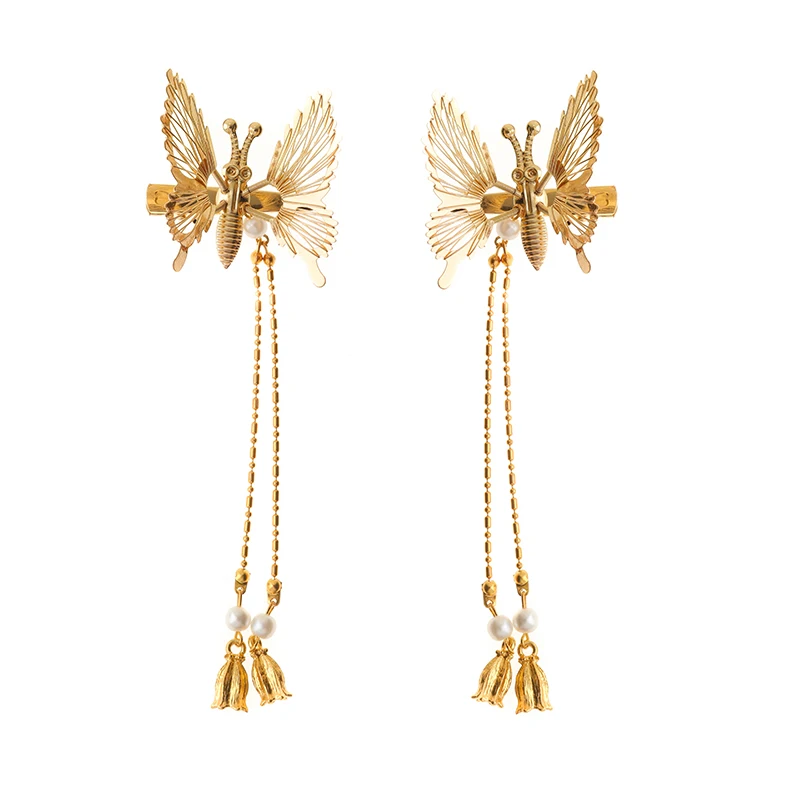 Ancient Style Side Clip Moving Butterfly Barrettes Trembling Metal Hairpin Fairy Tassel Headdress for Han Chinese Clothing
Ancient Style Side Clip Moving Butterfly Barrettes Trembling Metal Hairpin Fairy Tassel Headdress for Han Chinese Clothing