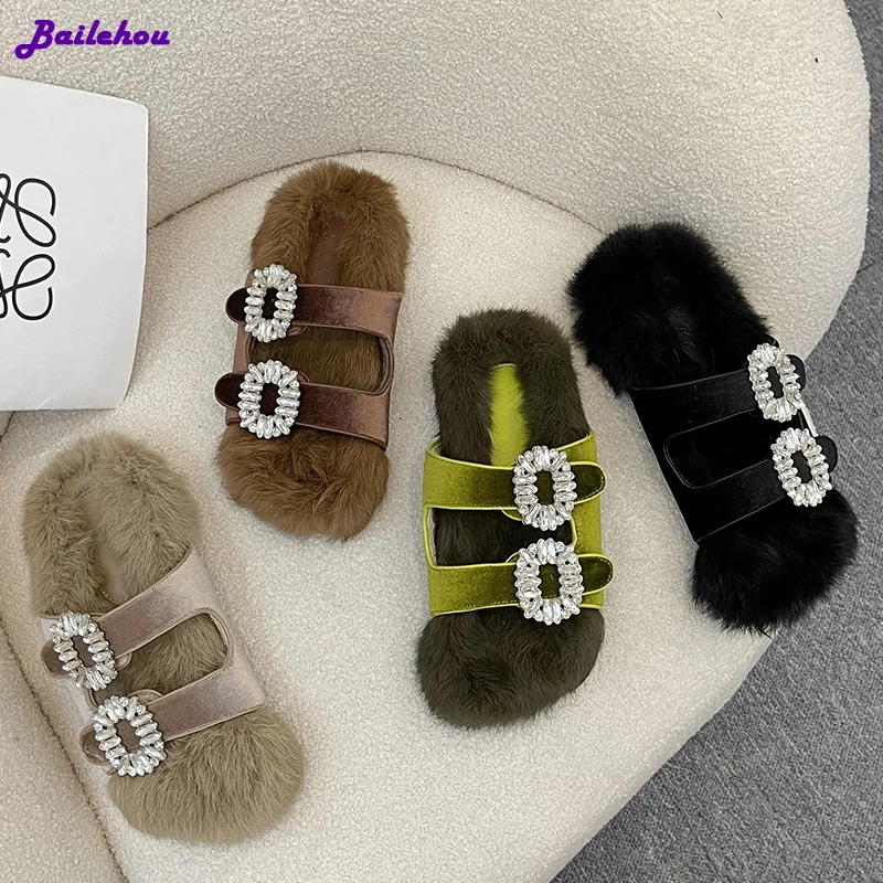 Womens Winter Slippers 2022 Flats Fur Flip Flops Round Toe Luxury Female Shoes Luxury Rhinestones Outside Warm Ladies Slides
Womens Winter Slippers 2022 Flats Fur Flip Flops Round Toe Luxury Female Shoes Luxury Rhinestones Outside Warm Ladies Slides