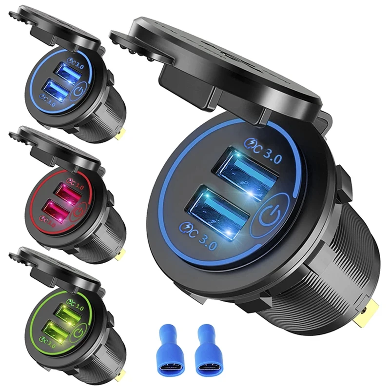 Quick Charge 3.0 Dual USB Car Charger Socket Waterproof 12V/24V USB Fast Charging Socket Power Outlet with Touch Switch
Quick Charge 3.0 Dual USB Car Charger Socket Waterproof 12V/24V USB Fast Charging Socket Power Outlet with Touch Switch