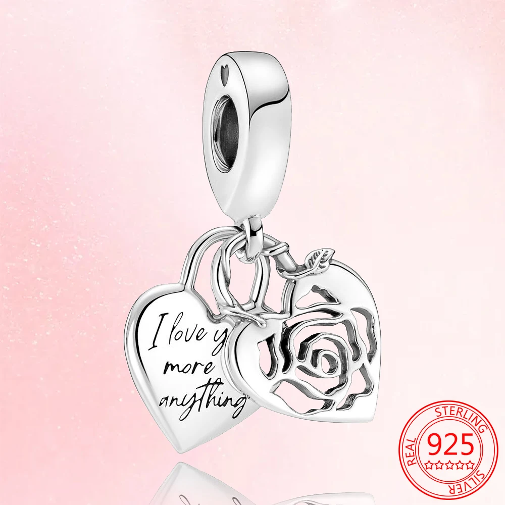 New Rose Heart Padlock Dangle Charm 925 Sterling Silver Fit Pandora Original 925 Bracelet Beads for Women Pendant Jewelry Gift
New Rose Heart Padlock Dangle Charm 925 Sterling Silver Fit Pandora Original 925 Bracelet Beads for Women Pendant Jewelry Gift