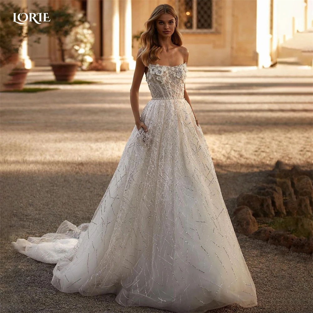 LORIE Glitter Lace Princess Wedding Dresses Square Collar Off Shoulder Puffy Shiny A-Line Bridal Gowns Boho Sparkly Bride Dress
LORIE Glitter Lace Princess Wedding Dresses Square Collar Off Shoulder Puffy Shiny A-Line Bridal Gowns Boho Sparkly Bride Dress