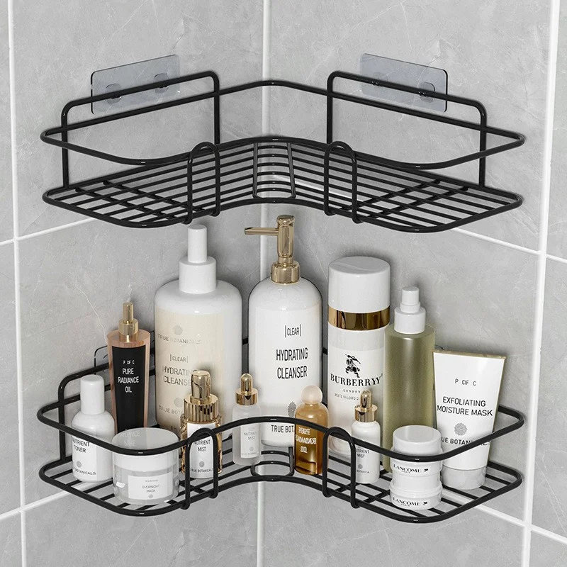 Bathroom Shelf Corner Wall Mount Storage Rack Wrought Iron Shampoo Storage Holder with Suction Cup Kitchen Bathroom Accessories
Bathroom Shelf Corner Wall Mount Storage Rack Wrought Iron Shampoo Storage Holder with Suction Cup Kitchen Bathroom Accessories